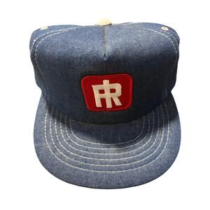 Vintage Ingersoll Rand Patch Blue Denim Mesh Snapback Trucker Hat-NOS